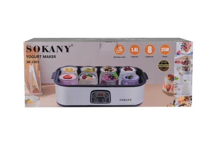 Йогуртниця електрична 65 Вт з баночками 180 мл та таймером Sokany SK-2303 (SK2303SS) - зображення 9
