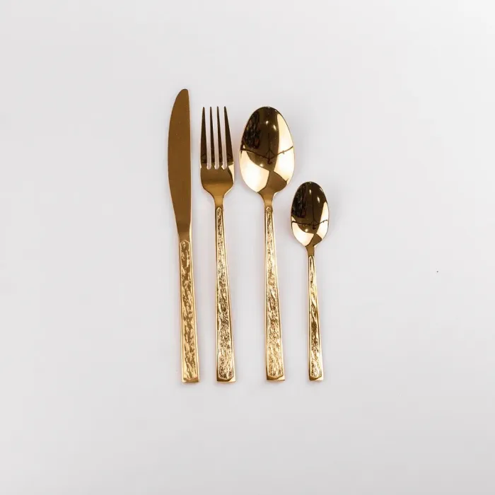 Набор столовых приборов из нержавеющей стали в золотом на 6 персон 24 штуки (HP9693) - изображение 2