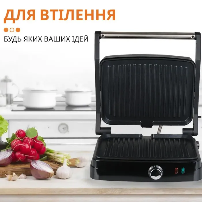 Электрогриль прижимная сэндвичница 2000 Вт двухсторонний быстрый нагрев антипригарное покрытие Sokany SK-204 (SK204SS) - изображение 4