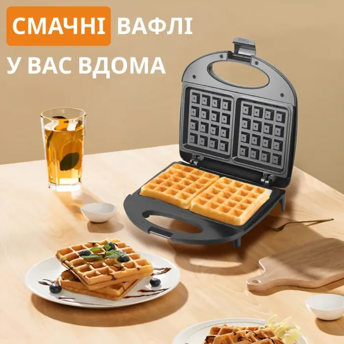 Вафельница электрическая 800 Вт двухсторонний нагрев антипригарное покрытие Sokany SK-BBQ-137 (SKBBQ137B) - изображение 5