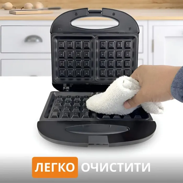 Вафельница электрическая 800 Вт двухсторонний нагрев антипригарное покрытие Sokany SK-BBQ-137 (SKBBQ137B) - изображение 6