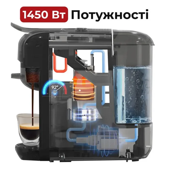 Кавоварка електрична для дому 3 в 1 перехідники на 2 види капсул 1450 Вт 600 мл Sokany SK-516 (SK516B) - зображення 6