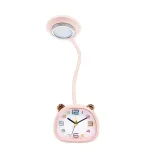 Лампа настільна акумуляторна дитяча з годинником та USB настільний світильник з будильником 1.3 Вт CD-917 Рожевий (CD917P)
