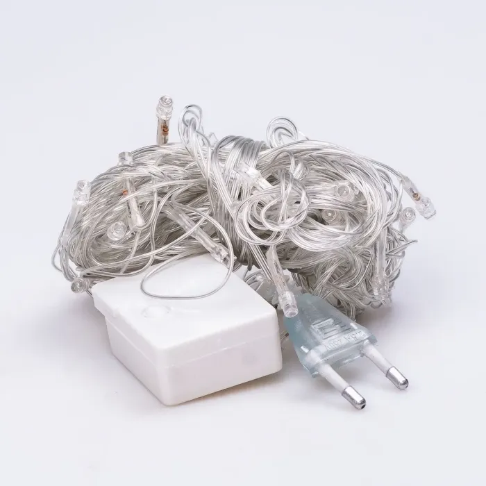 Гірлянда нитка 6м на 100 LED лампочок світлодіодна білий провід 8 режимів кольорова (W100LEDML) - зображення 8