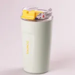 Термос металевий 300 мл термокухоль з трубочкою з нержавіючої сталі до 12 годин Оливковий (HP155OL)