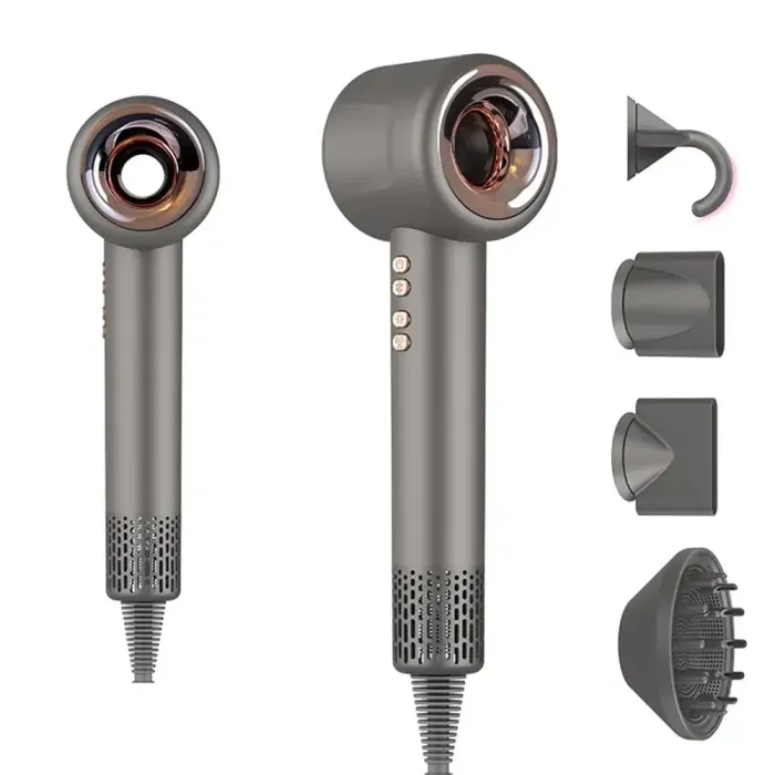 Фен профессиональный для волос нового поколения 4 насадки 3 режима работы ионизация 1500 Вт Х-13 Серый - изображение 1