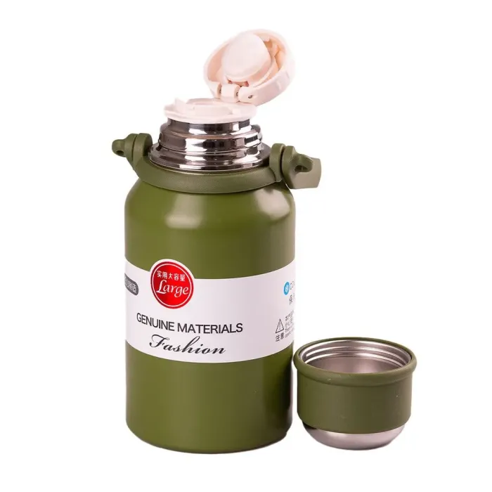 Термос из нержавеющей стали 900 мл с ручкой держит тепло до 12 часов (HP157GR) - изображение 2