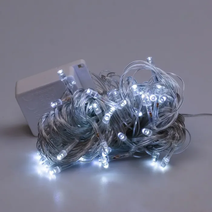 Гірлянда нитка 6м на 100 LED лампочок світлодіодна білий провід 8 режимів біла (W100LEDW) - зображення 7