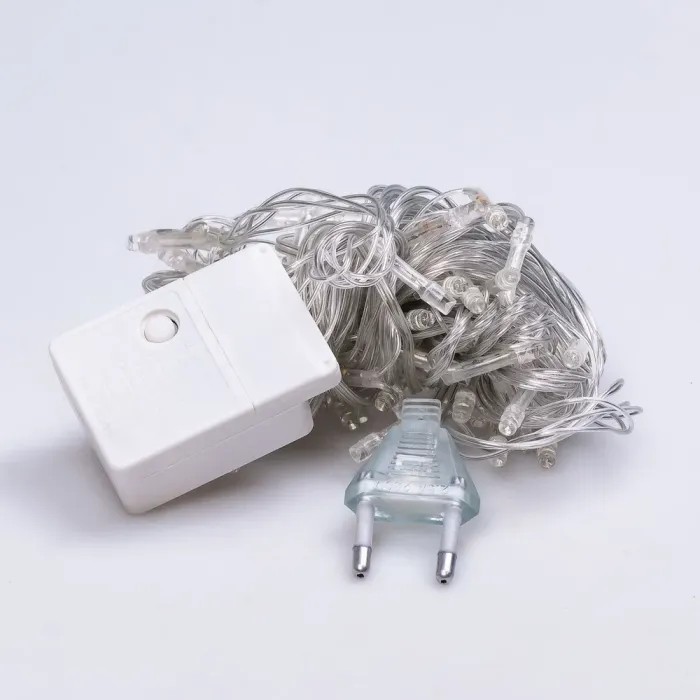 Гірлянда нитка 6м на 100 LED лампочок світлодіодна білий провід 8 режимів біла (W100LEDW) - зображення 8