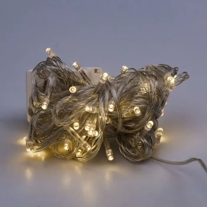 Гірлянда нитка 6м на 100 LED лампочок світлодіодна білий провід 8 режимів жовта (W100LEDY) - зображення 7