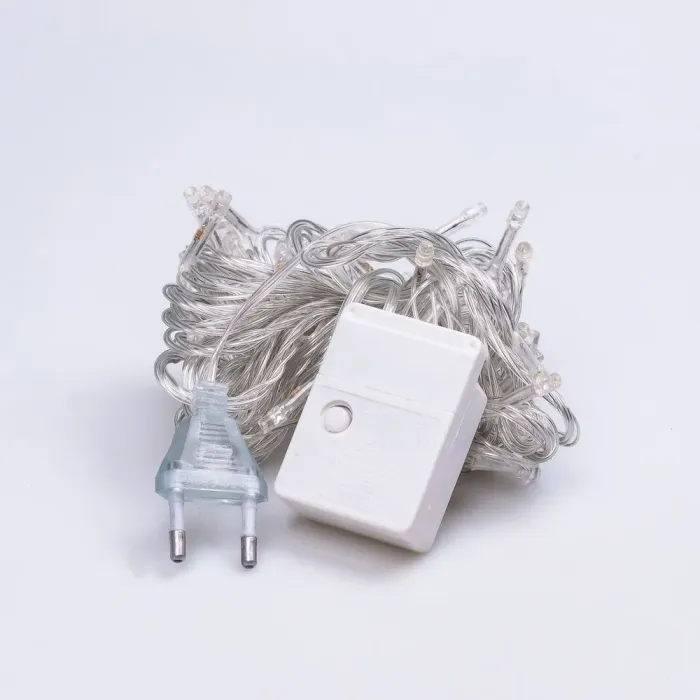 Гірлянда нитка 6м на 100 LED лампочок світлодіодна білий провід 8 режимів жовта (W100LEDY) - зображення 8