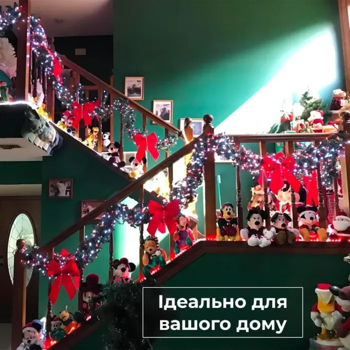 Гірлянда нитка 10м на 200 LED лампочок світлодіодна білий провід 8 режимів кольорова (W200LEDML) - зображення 6