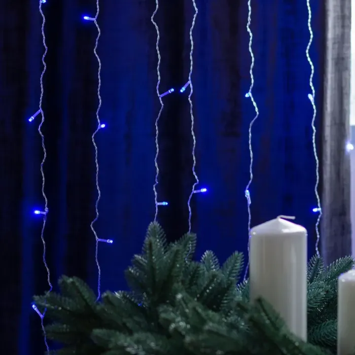 Гірлянда штора 3х3 м на 600 LED світодіодна білий провід 16 ліній синя (ZWM2600LEDBL) - зображення 2