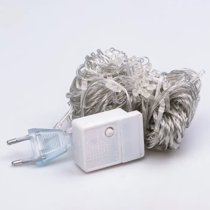 Гірлянда нитка 10м на 200 LED лампочок світлодіодна білий провід 8 режимів жовта (W200LEDY) - зображення 8