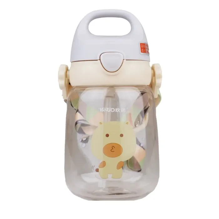 Бутылка для воды с трубочкой 380 мл детская прозрачная фляга для напитков. - изображение 1