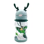 Пляшка для води з трубочкою 550 мл фляга прозора для напоїв з дозатором та ремінцем М'ятний (HP161M)