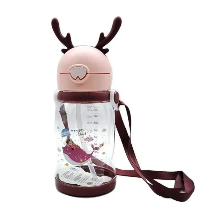 Бутылка для воды с трубочкой 550 мл фляга для напитков Розовый (HP161P) - изображение 1