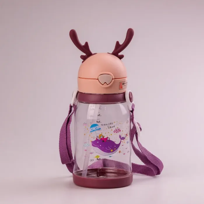 Бутылка для воды с трубочкой 550 мл фляга для напитков Розовый (HP161P) - изображение 2