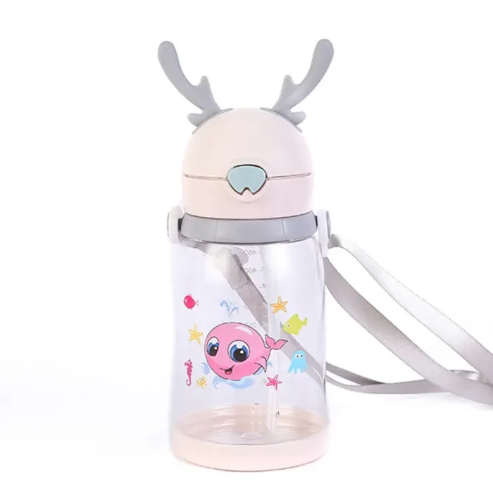 Бутылка для воды с трубочкой 550 мл фляга прозрачная для напитков. - изображение 1