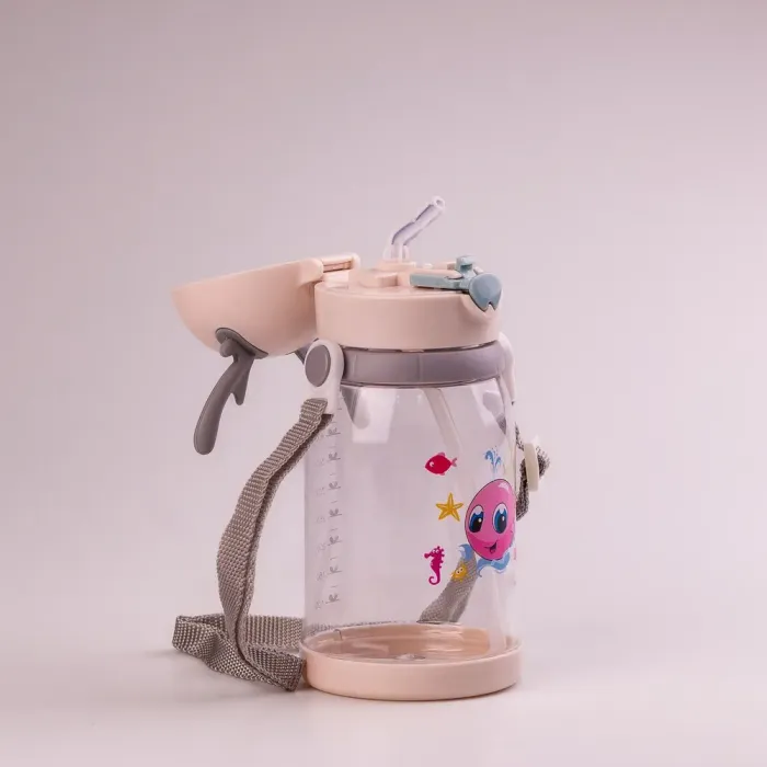 Бутылка для воды с трубочкой 550 мл фляга прозрачная для напитков. - изображение 3