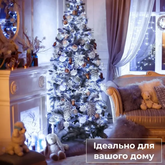 Гирлянда нить 18м на 400 LED лампочек светодиодная белый провод 8 режимов работы Белый (W400LEDW) - изображение 6