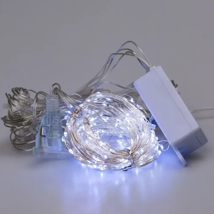 Гірлянда штора 3х3 м Роса на 200 LED лампочок світлодіодна мідний провід 8 режимів 10 ниток біла (173307W) - зображення 2