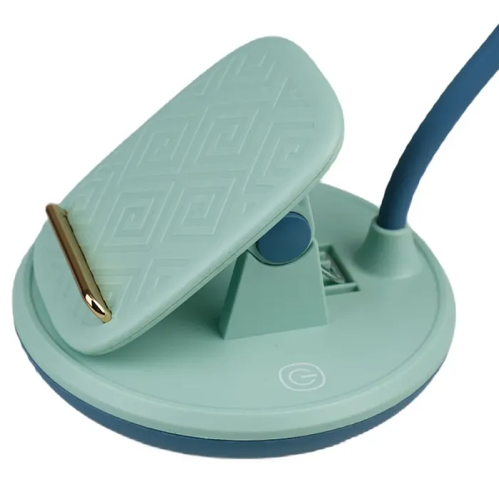 Лампа настільна з підставкою для телефона з акумулятором і USB лампа гнучка сенсорна 2 Вт GL-565 М'ятний (GL565M) - зображення 2