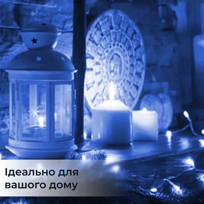 Гірлянда кінський хвіст Роса 20 ниток на 600 LED світлодіодна лампочок мідний провід 3 м 8 режимів синя (1733014BL) - зображення 5