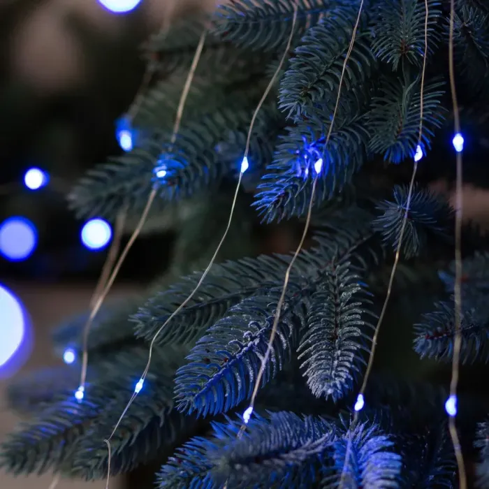 Гірлянда кінський хвіст Роса 20 ниток на 600 LED світлодіодна лампочок мідний провід 3 м 8 режимів синя (1733014BL) - зображення 10