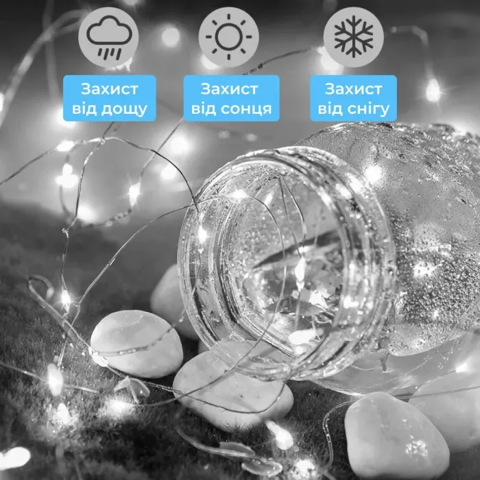 Гірлянда кінський хвіст Роса 20 ниток на 600 LED світлодіодна лампочок мідний провід 3 м 8 режимів біла (1733015W) - зображення 3