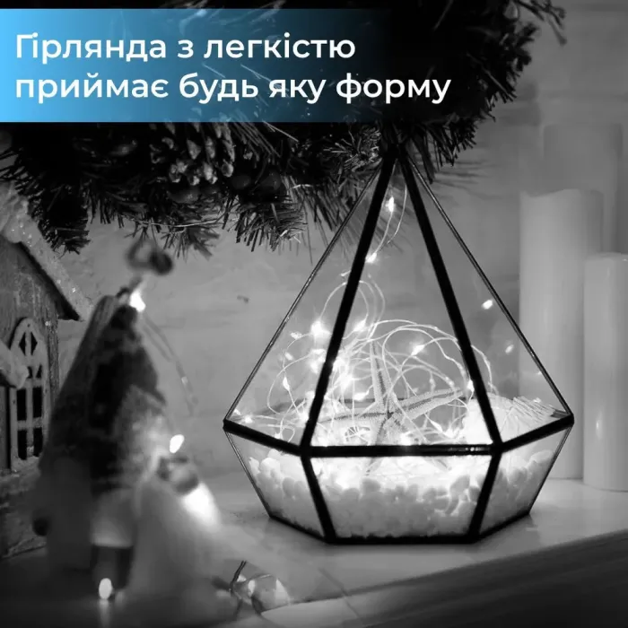 Гірлянда кінський хвіст Роса 20 ниток на 600 LED світлодіодна лампочок мідний провід 3 м 8 режимів біла (1733015W) - зображення 4
