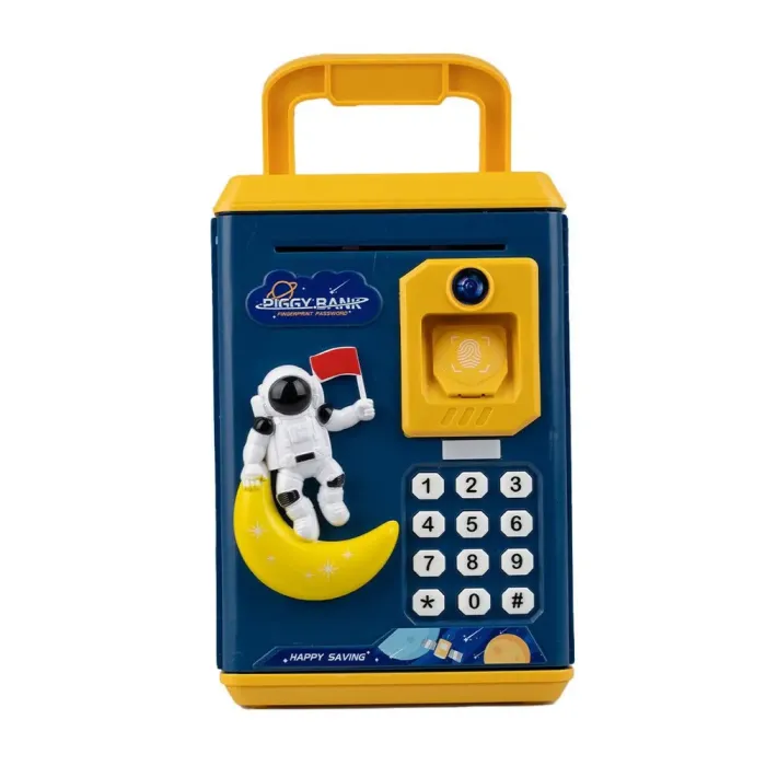 Сейф скарбничка електронна дитяча музична з купюроприймачем кодовим замком і відбитком пальця Синій (668818BL) - зображення 2