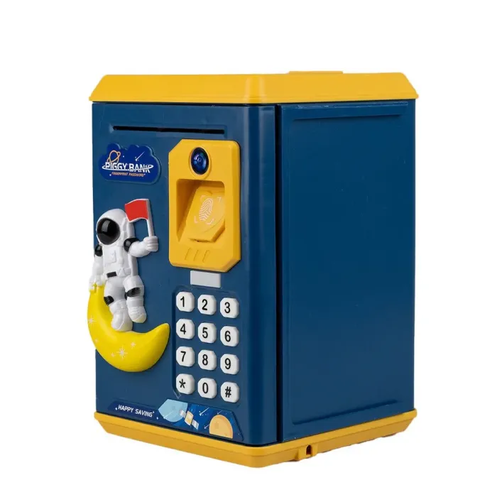 Сейф скарбничка електронна дитяча музична з купюроприймачем кодовим замком і відбитком пальця Синій (668818BL) - зображення 3