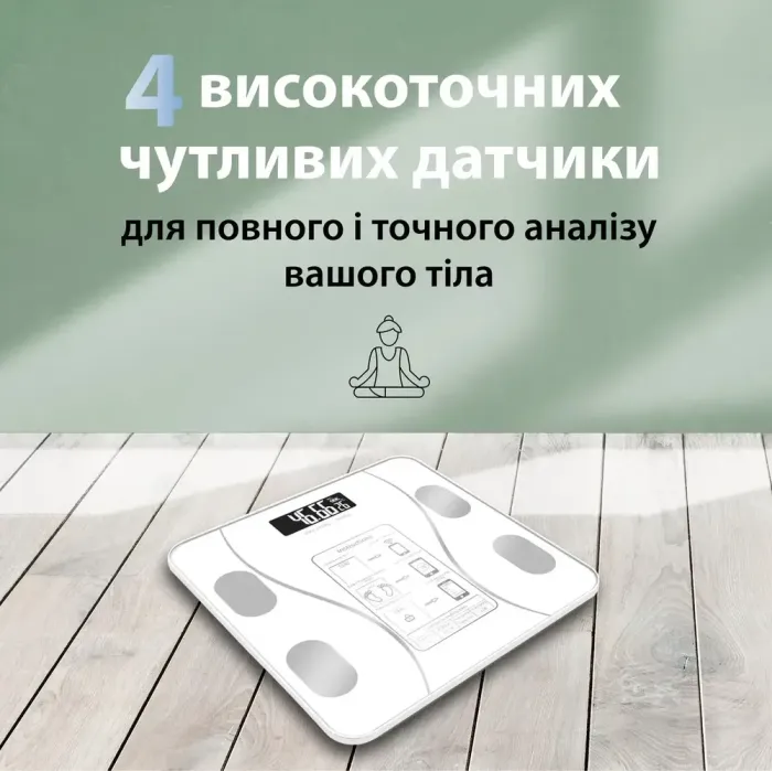 Ваги підлогові електронні Bluetooth до 180 кг блютус із застосунком для смартфона Scale one Білий (2017AW) - зображення 6