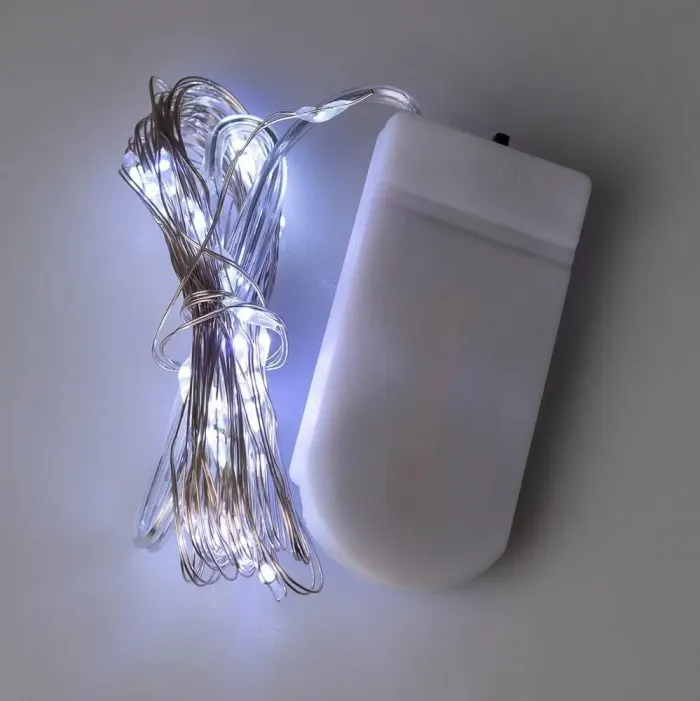 Гірлянда Роса 3 метри на батарейках гнучка 30 LED світлодіодна гірлянда мідний провід біла (1733019W) - зображення 2