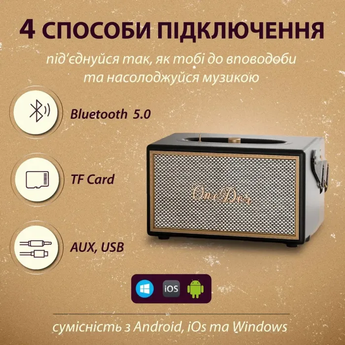 Портативна колонка Bluetooth OneDer D6 потужна з Bluetooth TF/USB/AUX 40 Вт Чорний (D6B) - зображення 5