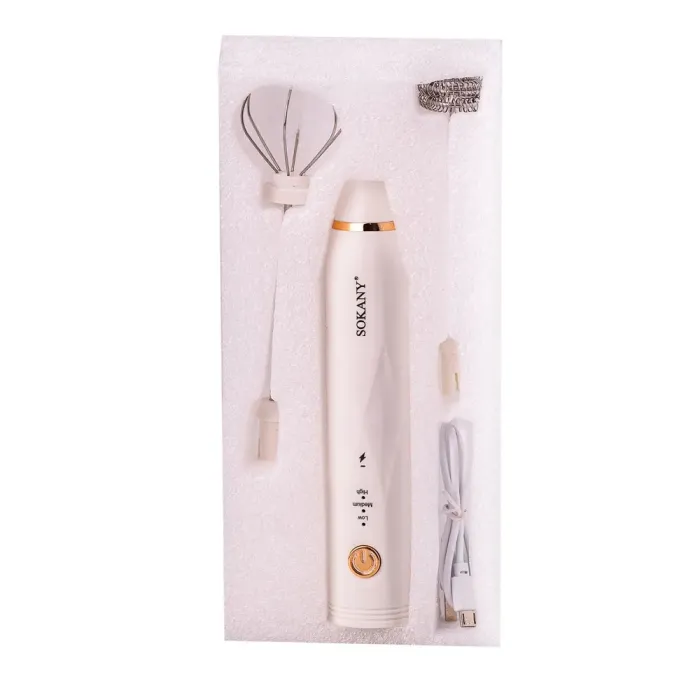 Капучинатор аккумуляторный 1200 мАч бесшумный с USB зарядкой 2 насадки Sokany SK-1772 Белый (SK1772W) - изображение 3