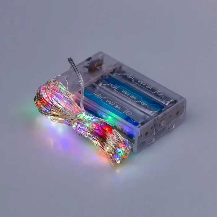 Гірлянда Роса 5 метрів на батарейках гнучка на 50 LED світлодіодна гірлянда мідний провід кольорова (1733021ML) - зображення 2