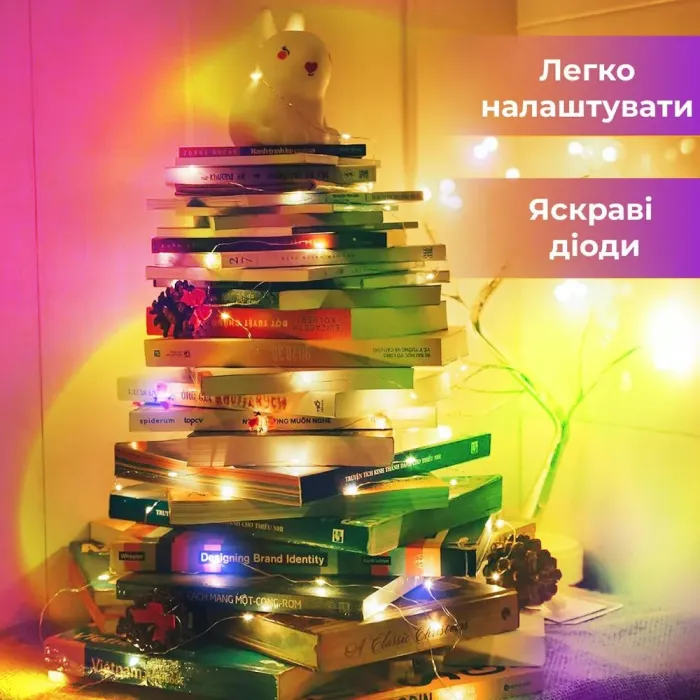 Гірлянда Роса 10 метрів на батарейках гнучка на 100 LED світлодіодна гірлянда мідний провід кольорова (1733027ML) - зображення 3