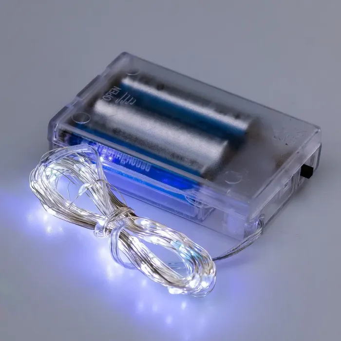 Гірлянда Роса 10 метрів на батарейках гнучка на 100 LED світлодіодна гірлянда мідний провід біла (1733029W) - зображення 2