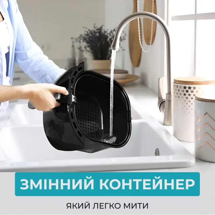 Аерофритюрниця електрична аерогриль 5 л 1400 Вт температура до 200 С таймер SOKANY SK-8017 (SK8017B) - зображення 4