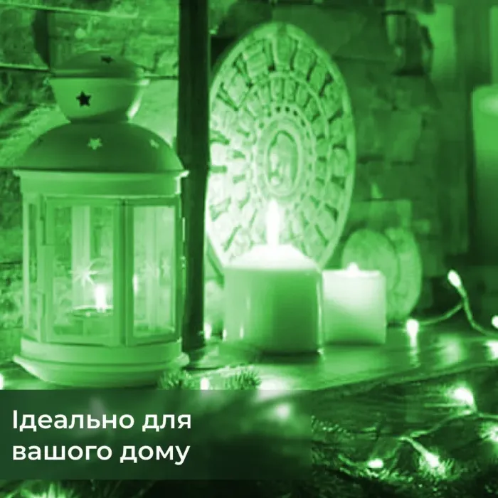 Гірлянда Роса 10 метрів на батарейках гнучка на 100 LED світлодіодна гірлянда мідний провід зелена (1733031GR) - зображення 6