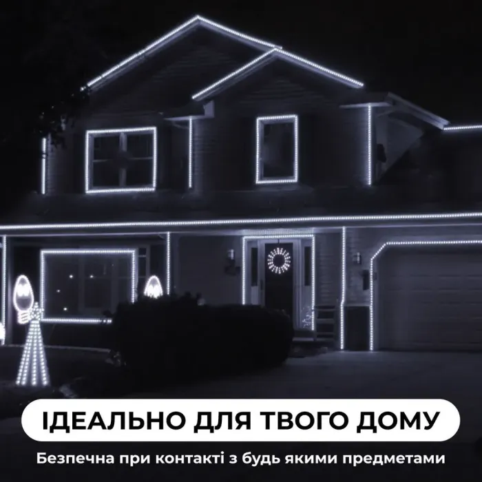 Гірлянда стрічка вулична Дюралайт 480 LED світлодіодна 16 м морозостійка білий провід біла (DR20МW) - зображення 5