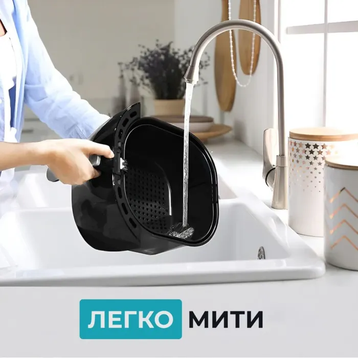 Аэрофритюрница электрическая аэрогриль 5.5 л 1400 Вт температура до 200 С SOKANY SK-8017 (SKZG8026B) - изображение 4