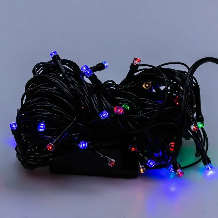 Гірлянда нитка 6м на 100 LED лампочок світлодіодна чорний провід 8 режимів роботи кольорова (M100LEDML) - зображення 7