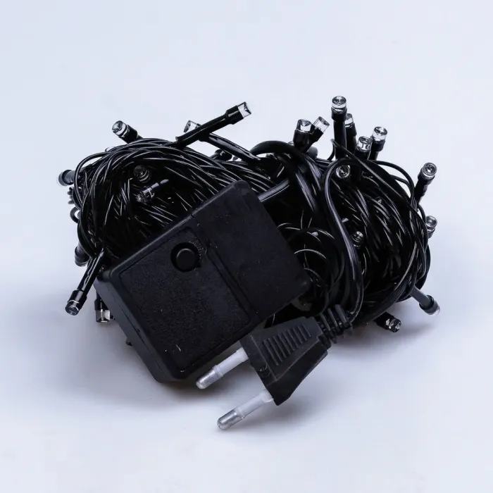 Гірлянда нитка 6м на 100 LED лампочок світлодіодна чорний провід 8 режимів роботи кольорова (M100LEDML) - зображення 8