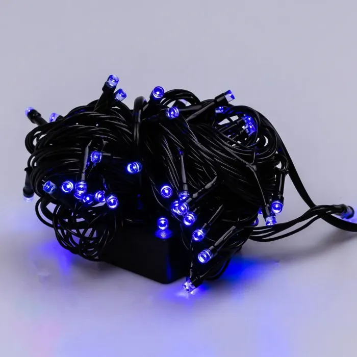 Гірлянда нитка 6м на 100 LED лампочок світлодіодна чорний провід 8 режимів роботи синя (M100LEDBL) - зображення 7