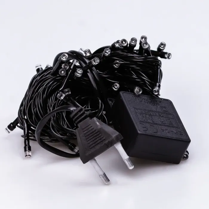 Гірлянда нитка 6м на 100 LED лампочок світлодіодна чорний провід 8 режимів роботи синя (M100LEDBL) - зображення 8