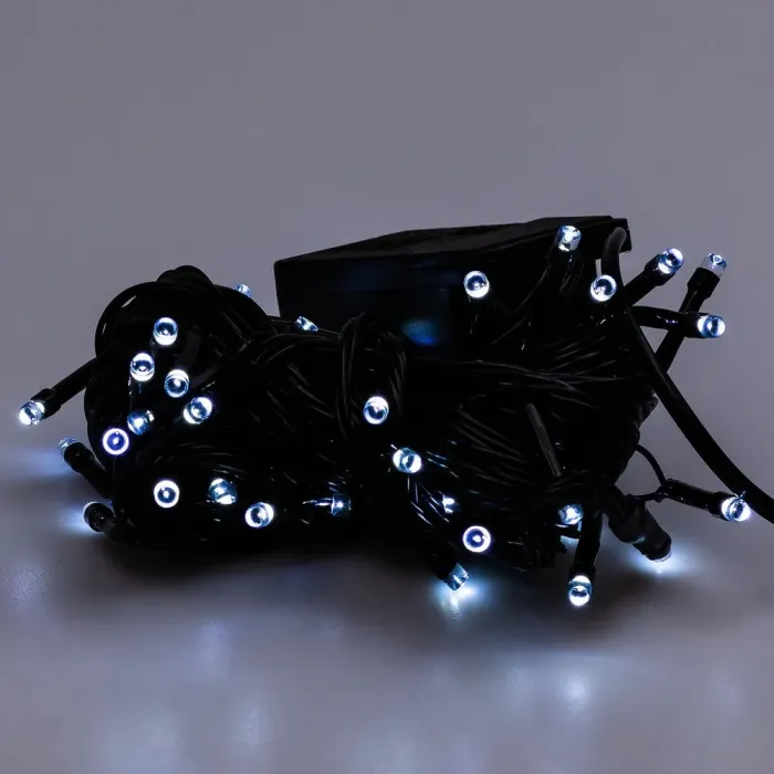 Гірлянда нитка 6м на 100 LED лампочок світлодіодна чорний провід 8 режимів роботи біла (M100LEDW) - зображення 7