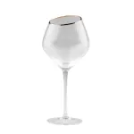 Келих для вина високий фігурний прозорий прозорий ребристий зі скла із золотим обідком набір 6 шт (HP80)